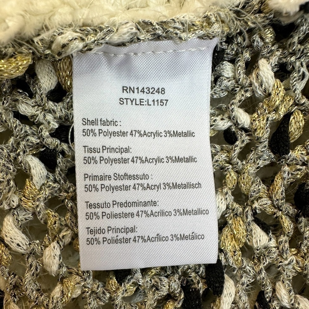 NWT Anthropologie Moth Crewneck Ivory with Metallic Thread Poncho Size Small - Picture 13 of 15